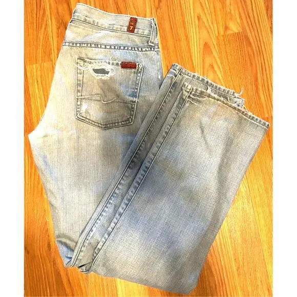 7 For All Mankind Women's Blue Jeans - Size 32 - Picture 2 of 5